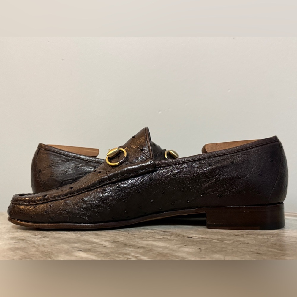 GUCCI CLASSIC HORSEBIT OSTRICH LOAFERS BROWN 1953 sz 10D EXOTIC JORDAAN - Picture 6 of 10